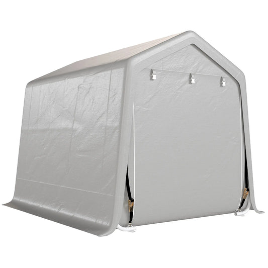 9.2' x 7.9' Garden Storage Tent, Metal Frame, Double Zipper Doors, Light Grey Portable Shed Light Grey at Gallery Canada