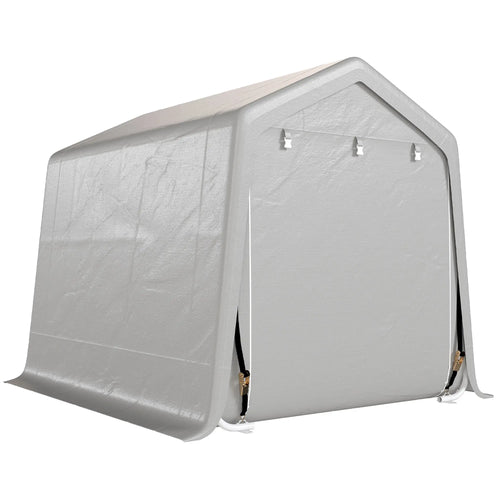 9.2' x 7.9' Garden Storage Tent, Metal Frame, Double Zipper Doors, Light Grey