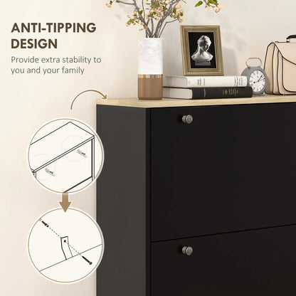 Shoe Storage, 3 Flip Drawers, Adjustable Shelves, 24 Pairs, Black Shoe Storage Cabinets & Racks at Gallery Canada