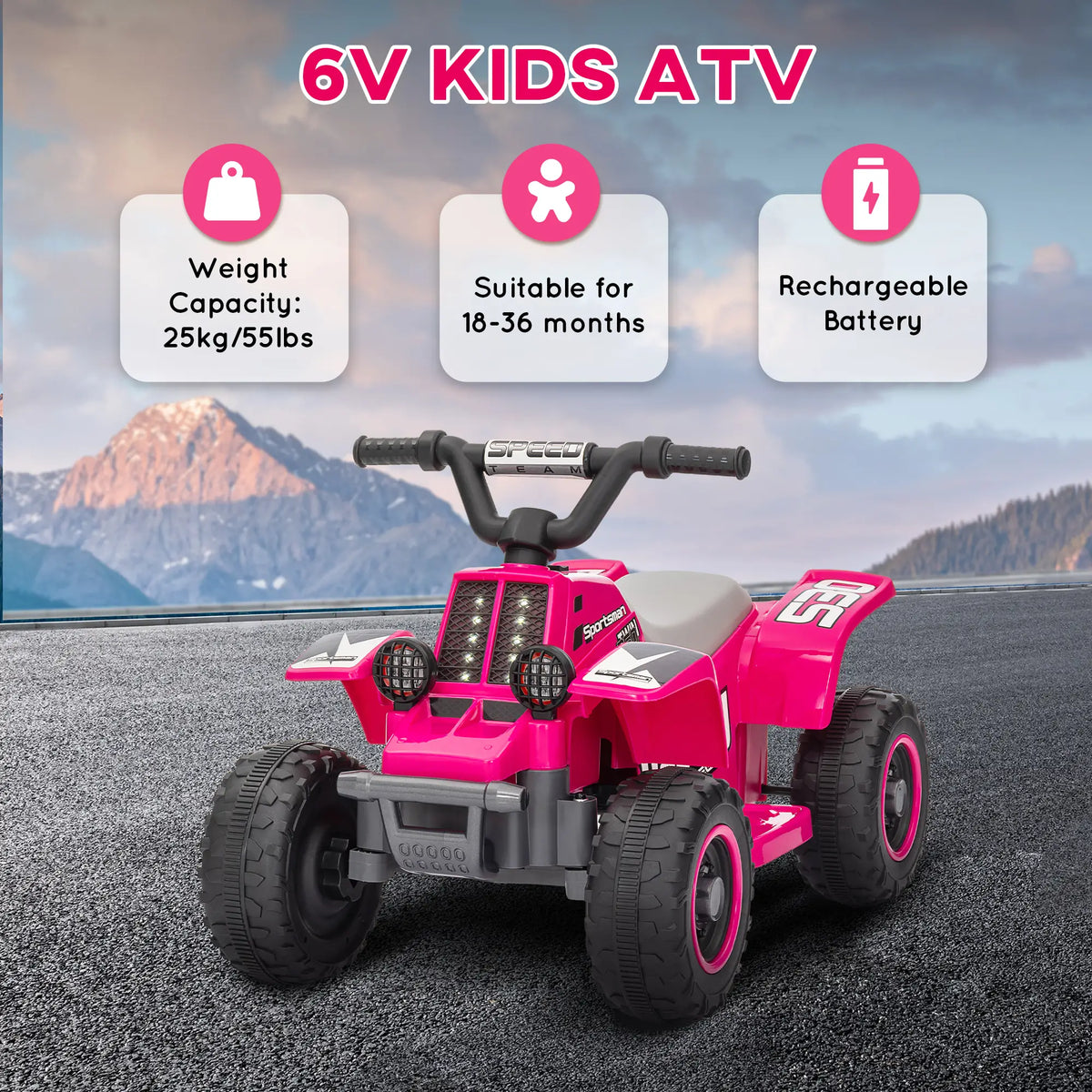 6V Kids ATV Quad, 4 Wheeler Electric Ride On Car, Pink Electric Toy Cars at Gallery Canada