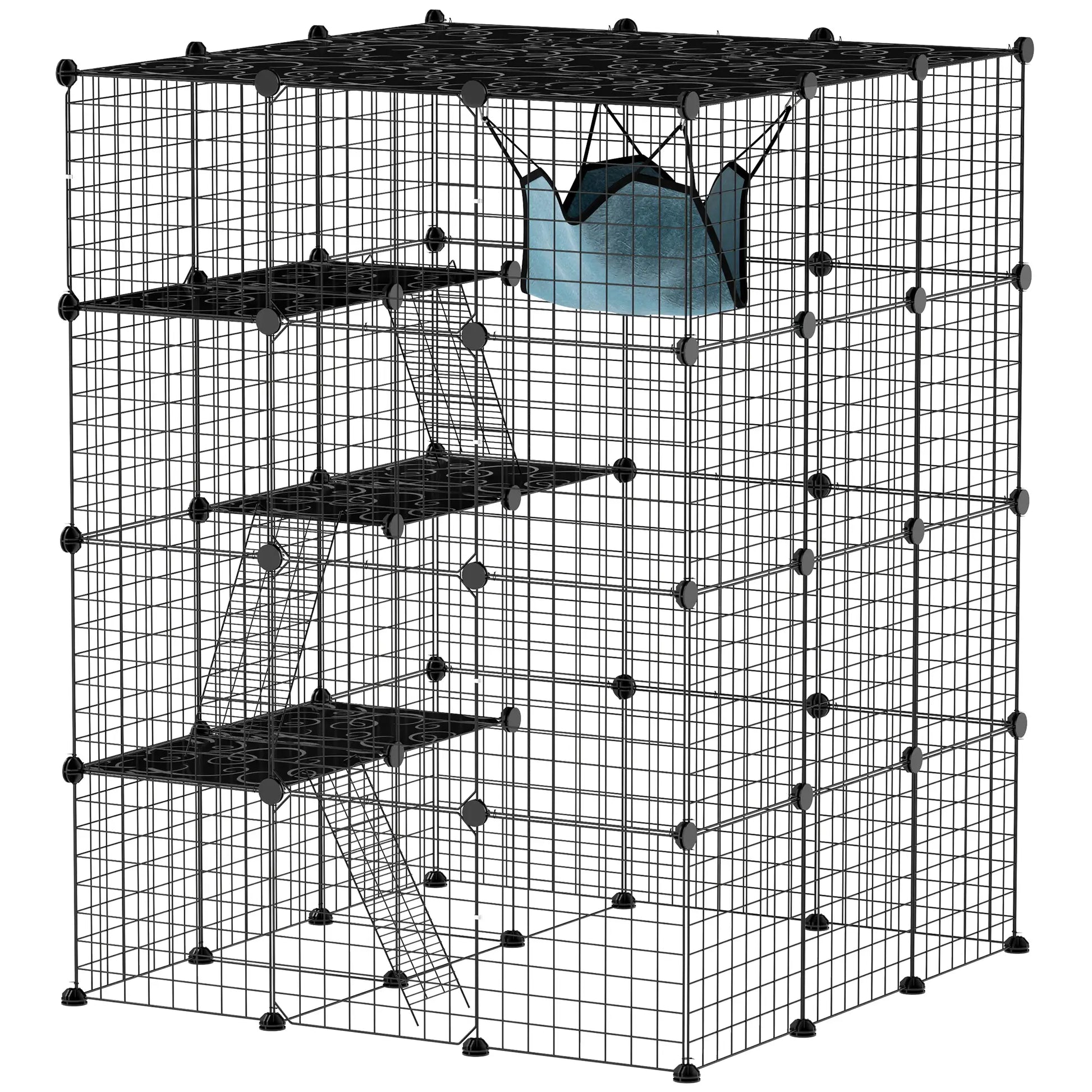 4 Tier DIY Cat Cage, Indoor Catio for 1-3 Cats, Black Outdoor Cat Enclosures at Gallery Canada