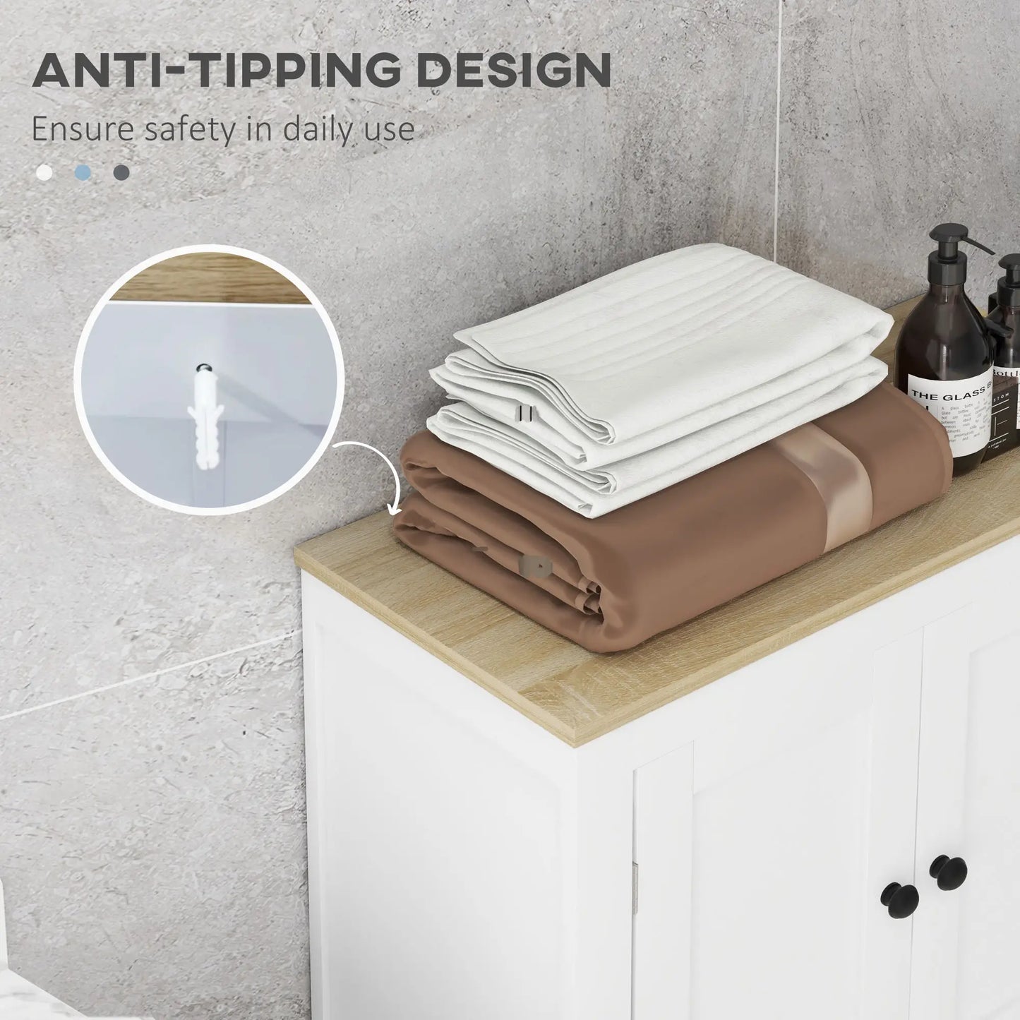 Bathroom Storage Cabinet, Modern Floor Cabinet, 4 Doors, 2 Shelves, White Freestanding Bathroom Cabinets at Gallery Canada