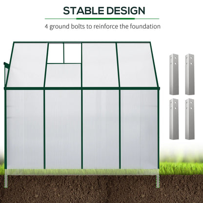 Walk-In Garden Greenhouse, Aluminum Polycarbonate, Roof Vent, 8' x 4' x 7', Silver Walk In Greenhouses at Gallery Canada