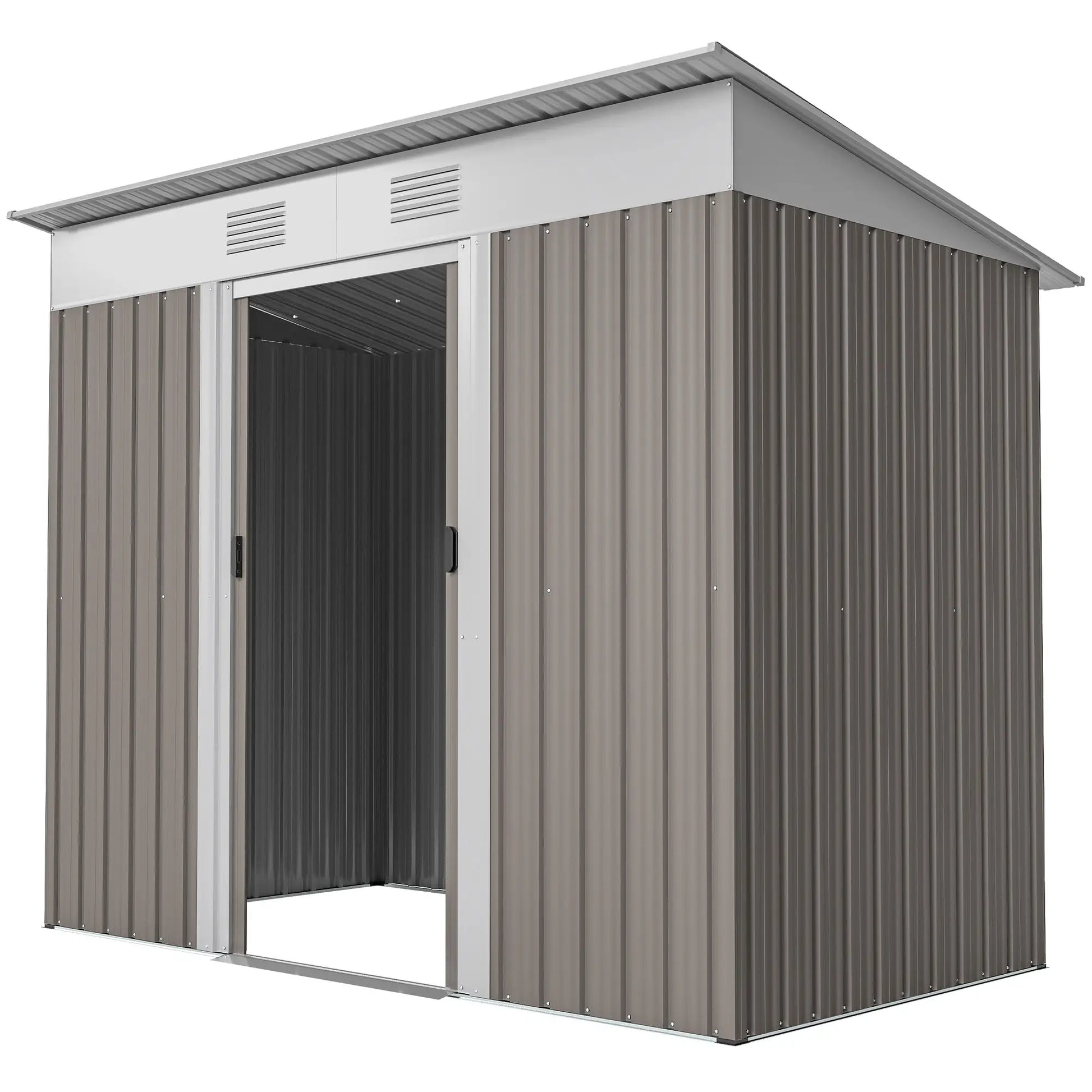 7' x 4' Outdoor Storage Shed, Metal Garden Tool Organizer, Light Grey Sheds Light Grey at Gallery Canada