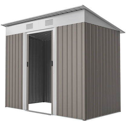 7' x 4' Outdoor Storage Shed, Metal Garden Tool Organizer, Light Grey Sheds Light Grey at Gallery Canada