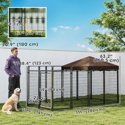 Outdoor Dog Kennel with Waterproof Canopy, Galvanized Chain Link Run, Black Houses, Kennels & Pens at Gallery Canada