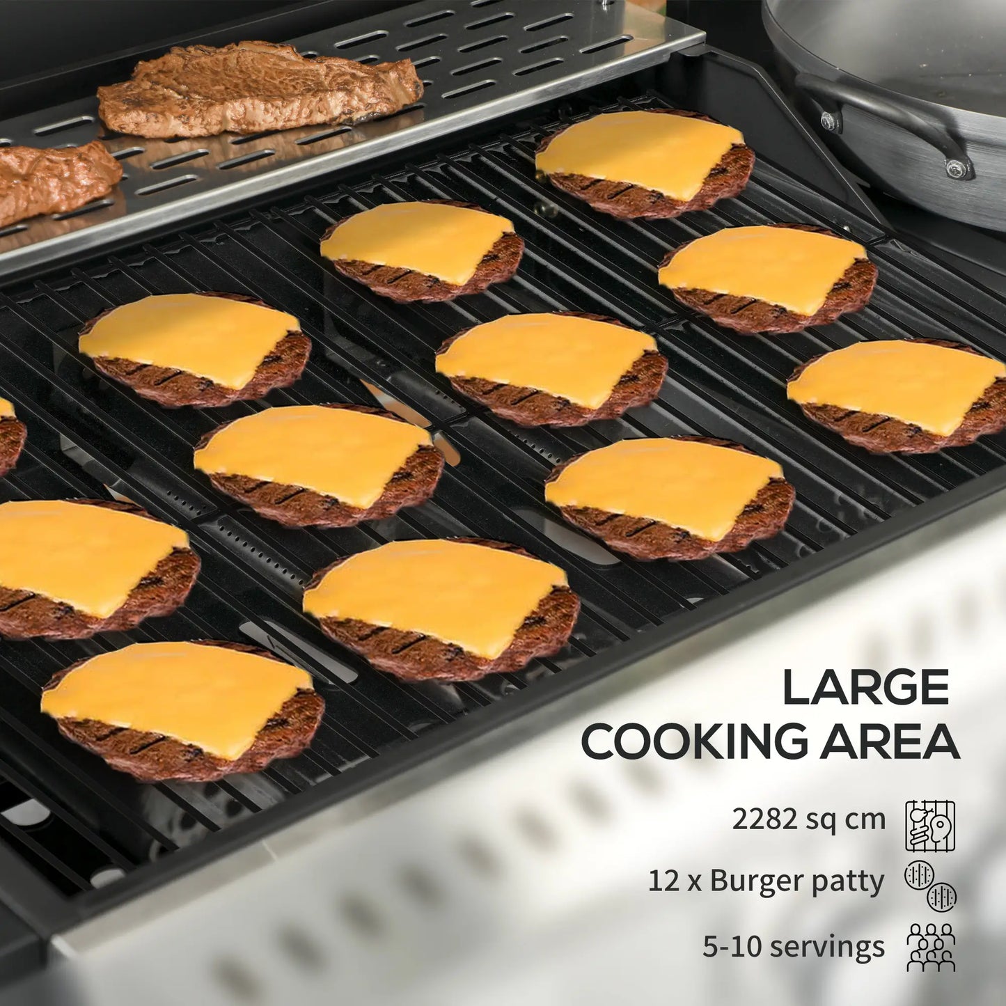 38,000 BTU Propane Gas Grill, 3 Burners, Side Burner, Warming Rack, Black Propane Gas Grills at Gallery Canada
