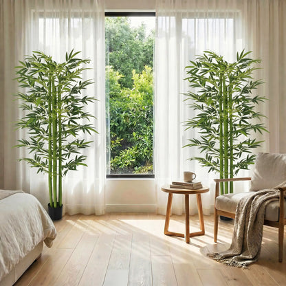 Indoor Fake Plants, Artificial Bamboo Tree with Adjustable Shape for Home Office Living Room Decor, Green