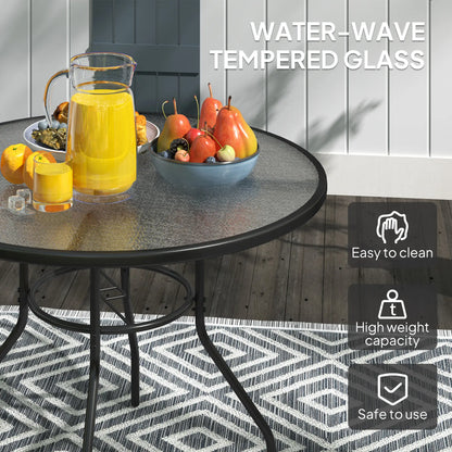 39.4" Round Outdoor Dining Table, Glass Top, Steel Frame, Garden Patio Patio Dining Tables at Gallery Canada