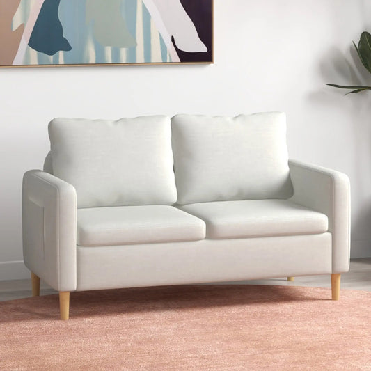 56" 2 Seat Sofa, Modern Love Seat, Upholstered Couch, White