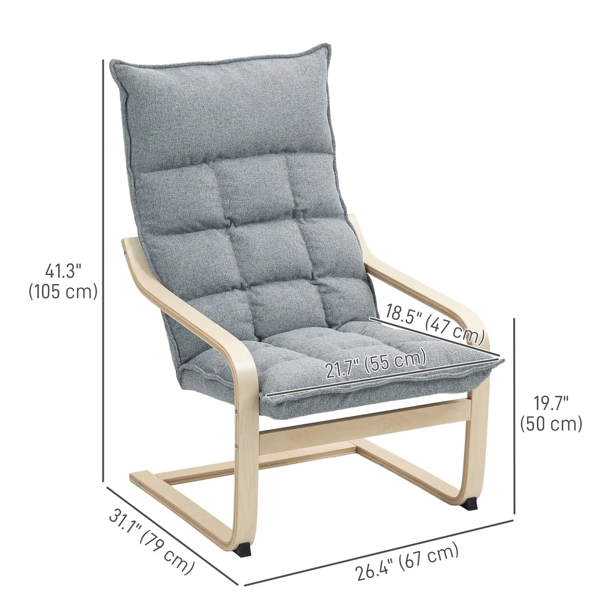 Modern Armchair, Upholstered Accent Chair, Curved Leg, Light Grey Accent Chairs at Gallery Canada