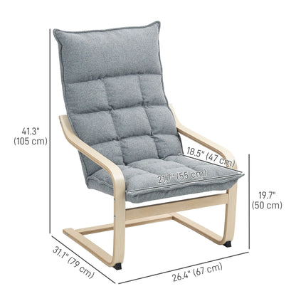 Modern Armchair, Upholstered Accent Chair, Curved Leg, Light Grey Accent Chairs at Gallery Canada