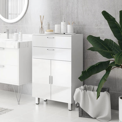 Bathroom Floor Cabinet, 2 High Gloss Drawers, White, White Freestanding Bathroom Cabinets at Gallery Canada