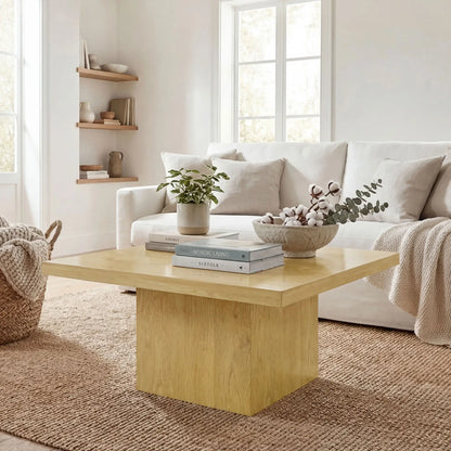 Square Coffee Table, 1.6" Thick Tabletop, Natural Wood Coffee Tables at Gallery Canada