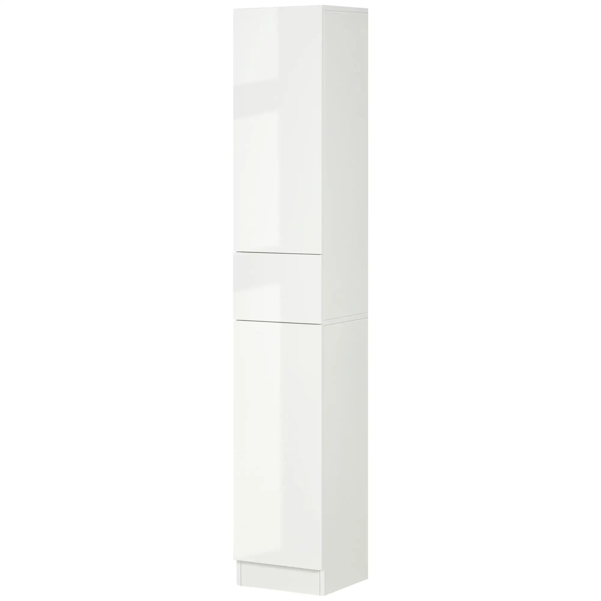Tall Narrow Bathroom Cabinet with Doors, Drawer, Adjustable Shelves, High Gloss, White Bathroom Cabinets at Gallery Canada