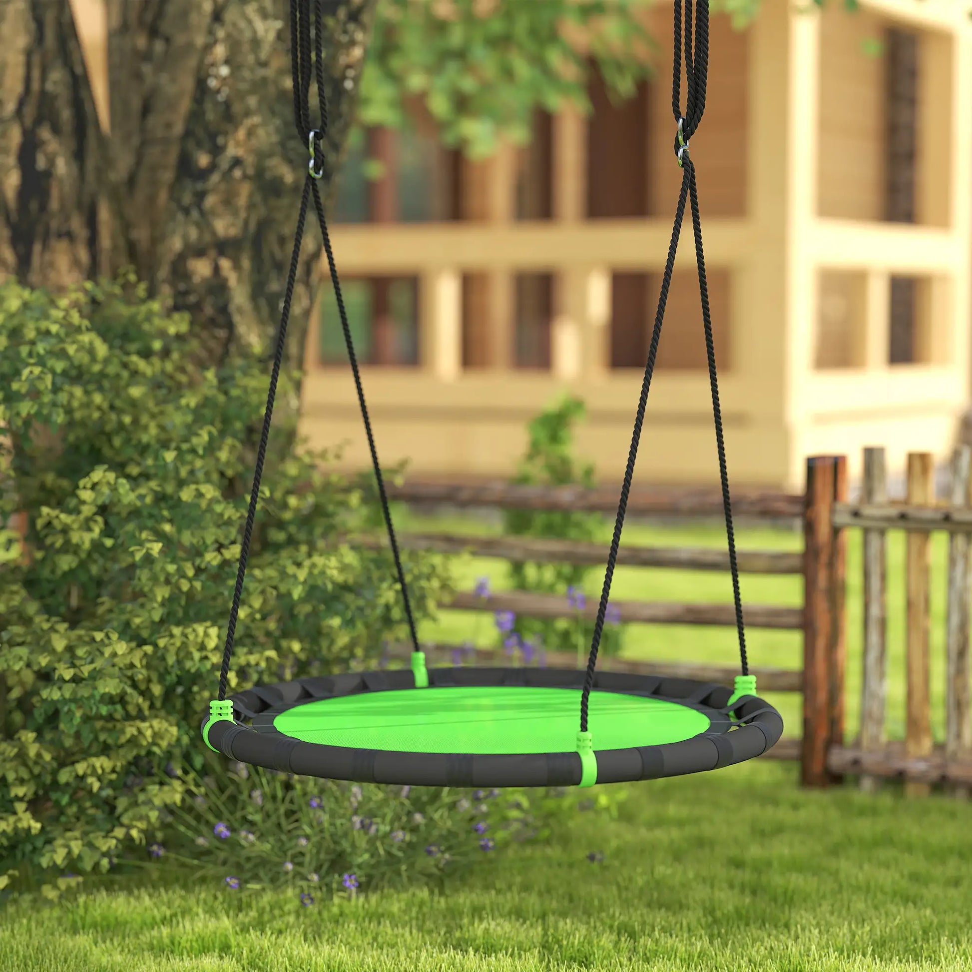 39 Inch Saucer Tree Swing, Adjustable Ropes, Outdoor, Green Gym Sets & Swings at Gallery Canada