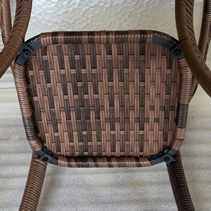Outdoor Coffee Table With Storage Shelf, Wicker Side Table, Water-Ripple Glass Top, Mix Brown Patio Side Tables at Gallery Canada