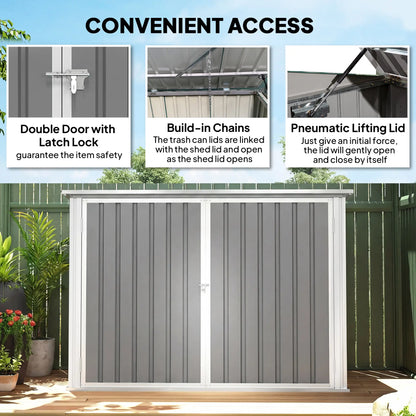 Outdoor Metal Storage Shed, Double Door With Vents, Light Grey Sheds at Gallery Canada