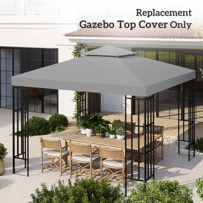 9.8' x 9.8' Square 2-Tier Gazebo Canopy Cover, Light Grey Gazebo Canopy Replacement at Gallery Canada