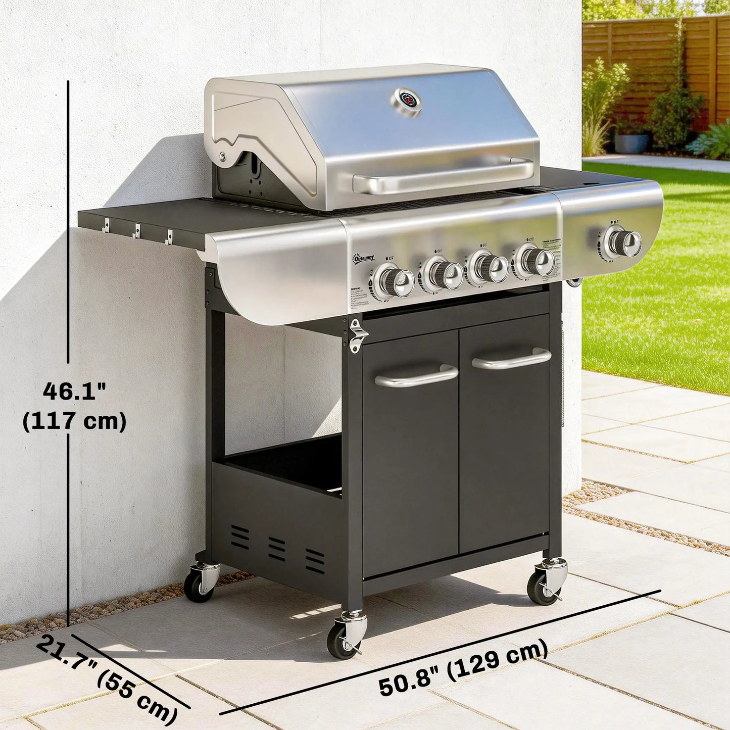 4 Burner Propane Gas Grill, 53,000 BTU, Cast Iron Grates, Wheels, Warming Rack Propane Gas Grills at Gallery Canada