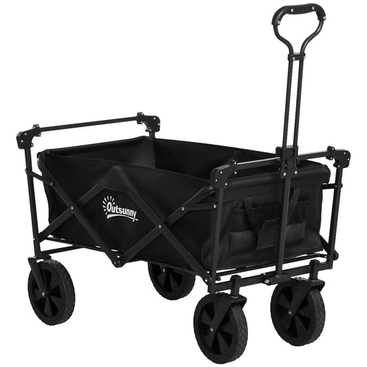 Steel Frame Folding Garden Cart, Collapsible Wagon, Removable Canopy Folding Garden Carts Black at Gallery Canada