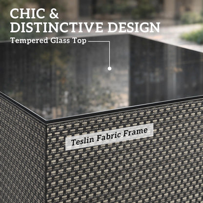21.7" Square Patio Table, Tempered Glass Top, Black Patio Side Tables at Gallery Canada