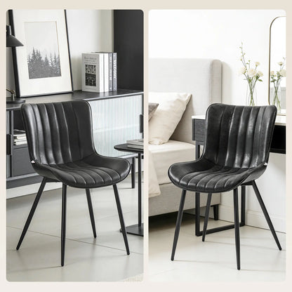 PU Leather Dining Chairs Set of 2, Steel Legs, Black Dining Chairs at Gallery Canada