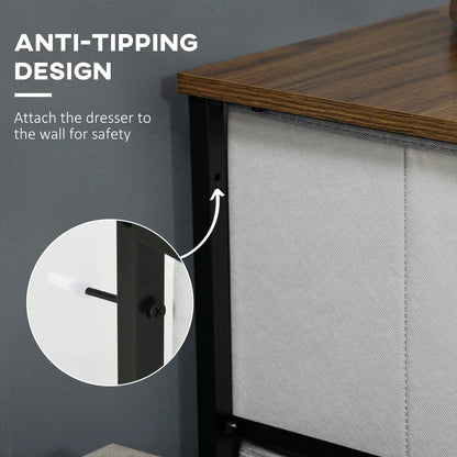 8 Drawer Dresser, Fabric Chest, Steel Frame, Wood Grain Top, Grey Storage Cabinets at Gallery Canada