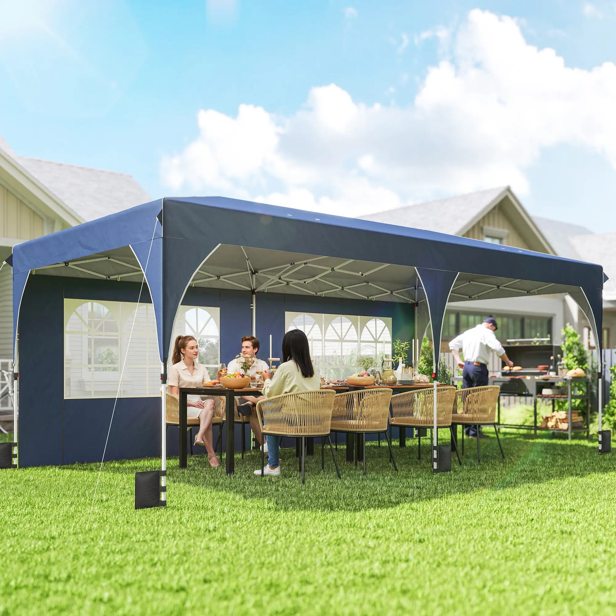 10 x 20 ft Pop Up Canopy Tent, UPF 50+, 6 Sandbags, Dark Blue Pop Up Canopies at Gallery Canada