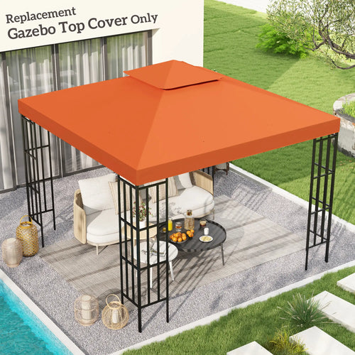 10' x 10' Square 2-Tier Gazebo Canopy Cover, Rust Red