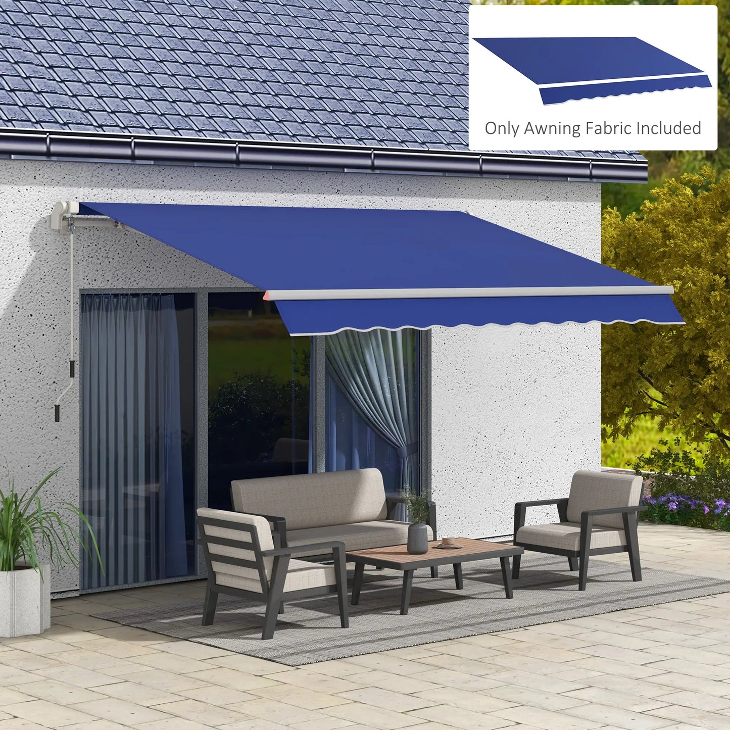 11' x 10' Outdoor Sunshade Canopy, UV Protection, Navy Blue Awning Fabric Replacement at Gallery Canada
