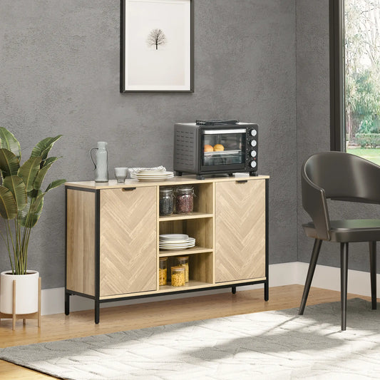 Sideboard Buffet Cabinet, 2 Doors, Adjustable Shelves, Oak Tone Bar Cabinets Oak at Gallery Canada