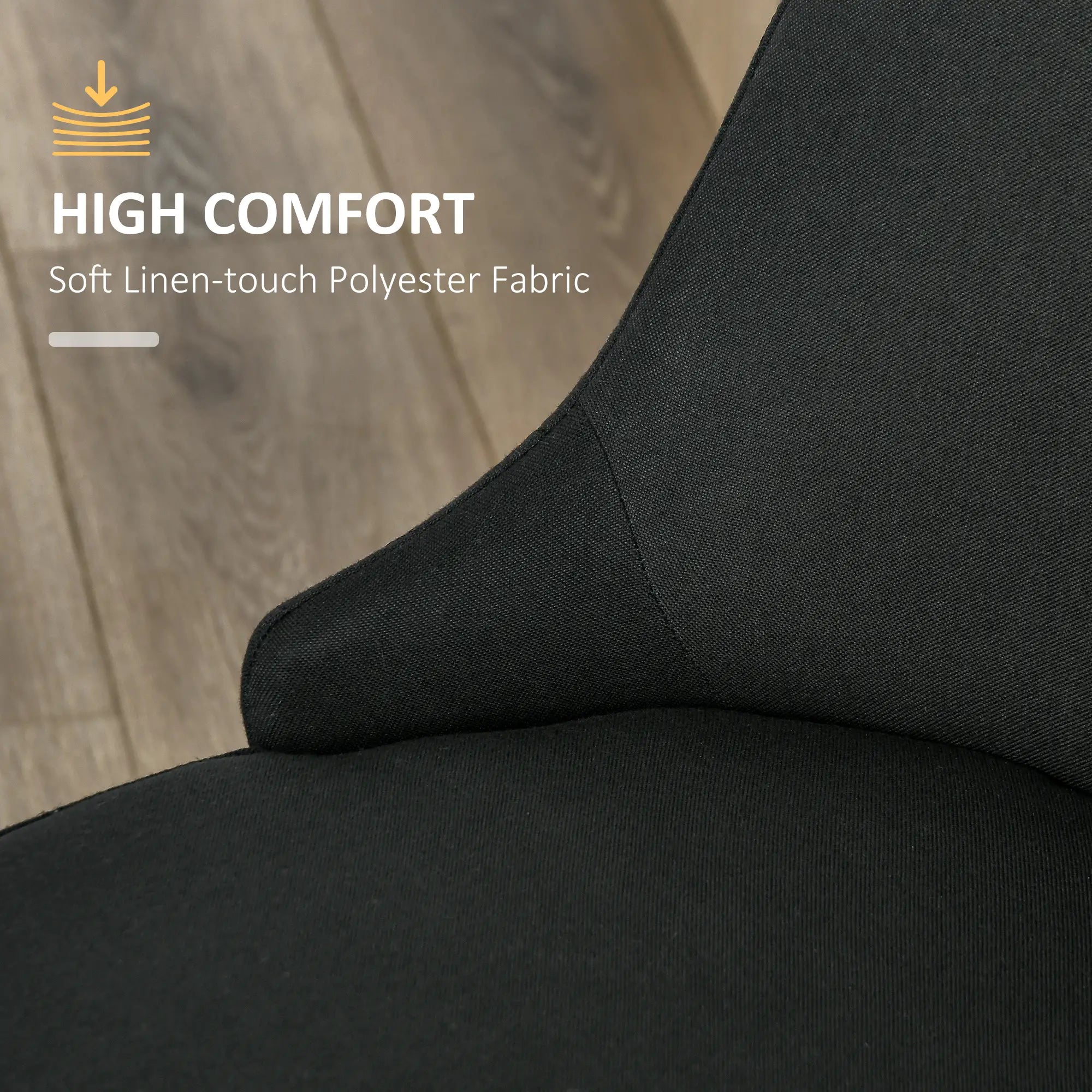 Modern Dining Chair Set of 2, Fabric Upholstered, Metal Legs, Black Bar Stools at Gallery Canada