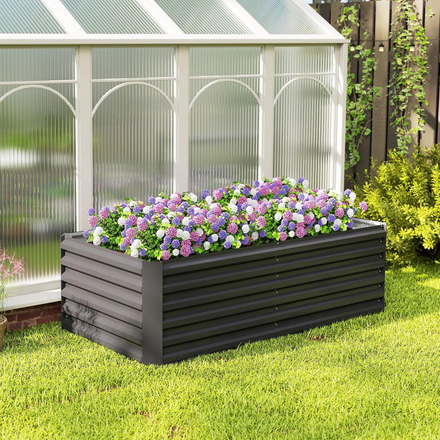 6' x 3' x 2' Raised Garden Bed, Galvanized Planter Box, Dark Grey Galvanized Planter Boxes at Gallery Canada