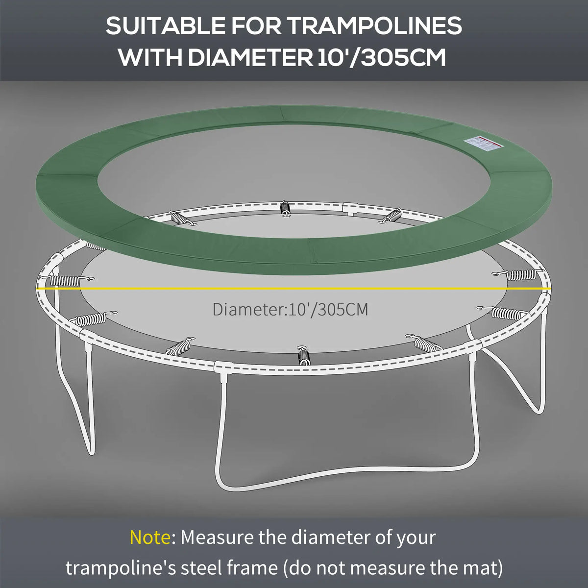 10ft Trampoline Replacement Safety Pad, Waterproof Spring Cover, Green Trampolines at Gallery Canada