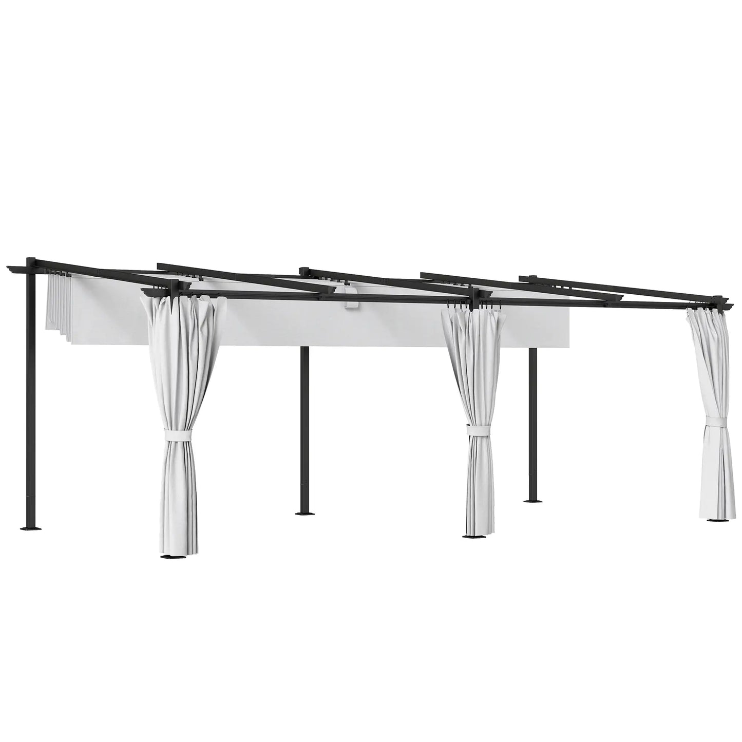 10' x 20' Metal Retractable Pergola Canopy With Sidewalls, Outdoor Gazebo UPF30+ Sun Shade Shelter Pergolas at Gallery Canada