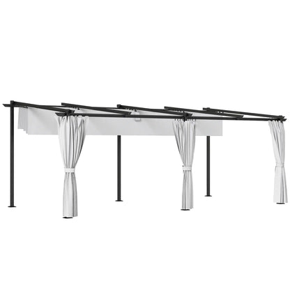 10' x 20' Metal Retractable Pergola Canopy With Sidewalls, Outdoor Gazebo UPF30+ Sun Shade Shelter Pergolas at Gallery Canada