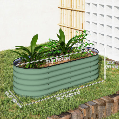 5x2x1.5 FT Galvanized Steel Raised Garden Bed, Green Metal Planter Box, Green