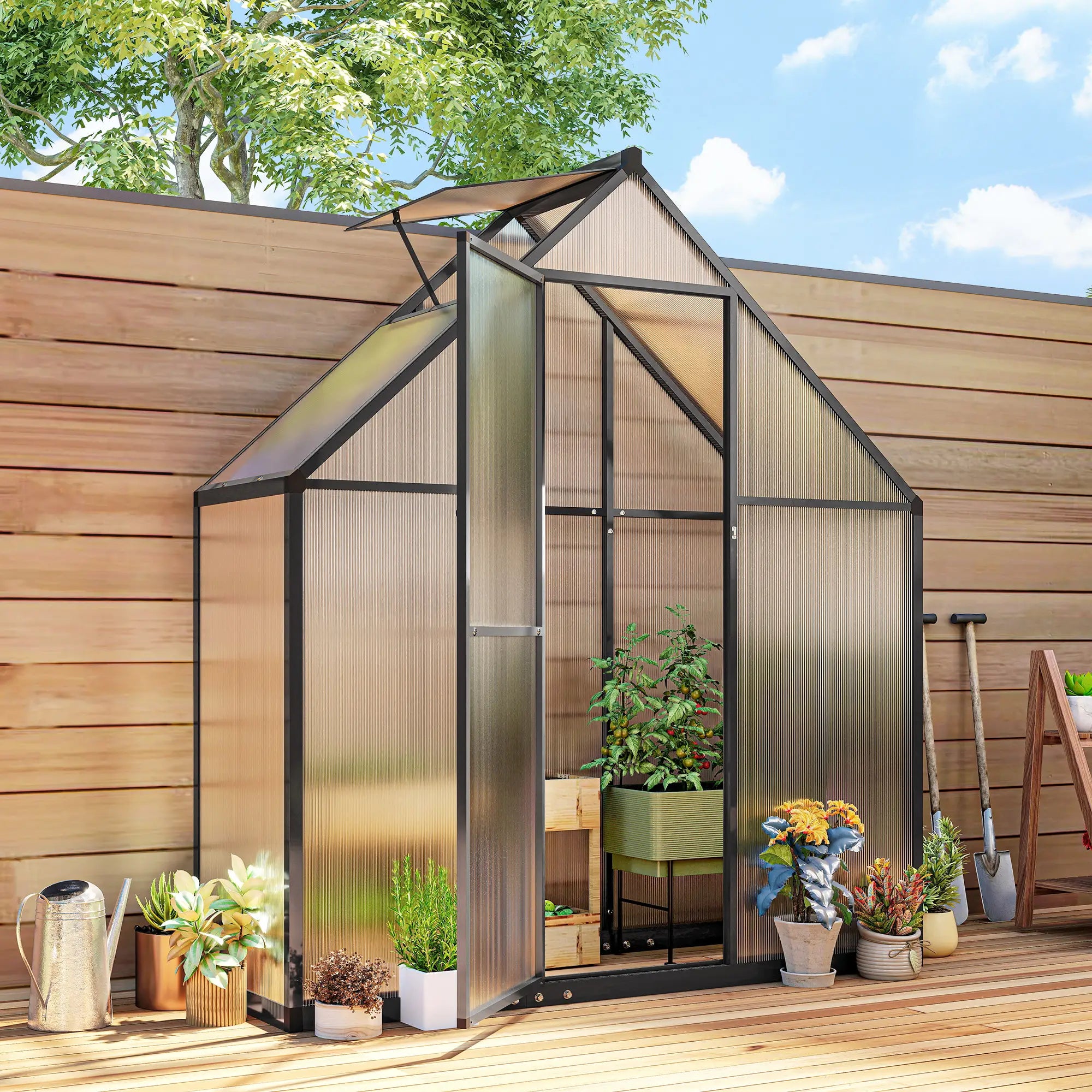 Polycarbonate Greenhouse, 5.5 x 6.5ft, Walk-In With Swing Door, Black Walk In Greenhouses at Gallery Canada