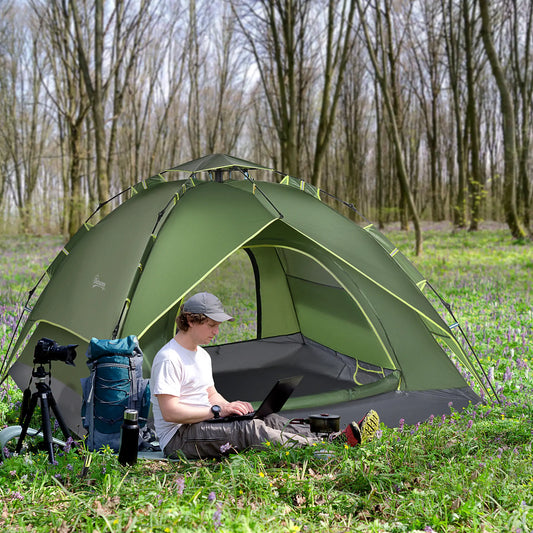 3 Person Camping Tent, 1000mm Waterproof, Dark Green Camping Tents Dark Green at Gallery Canada