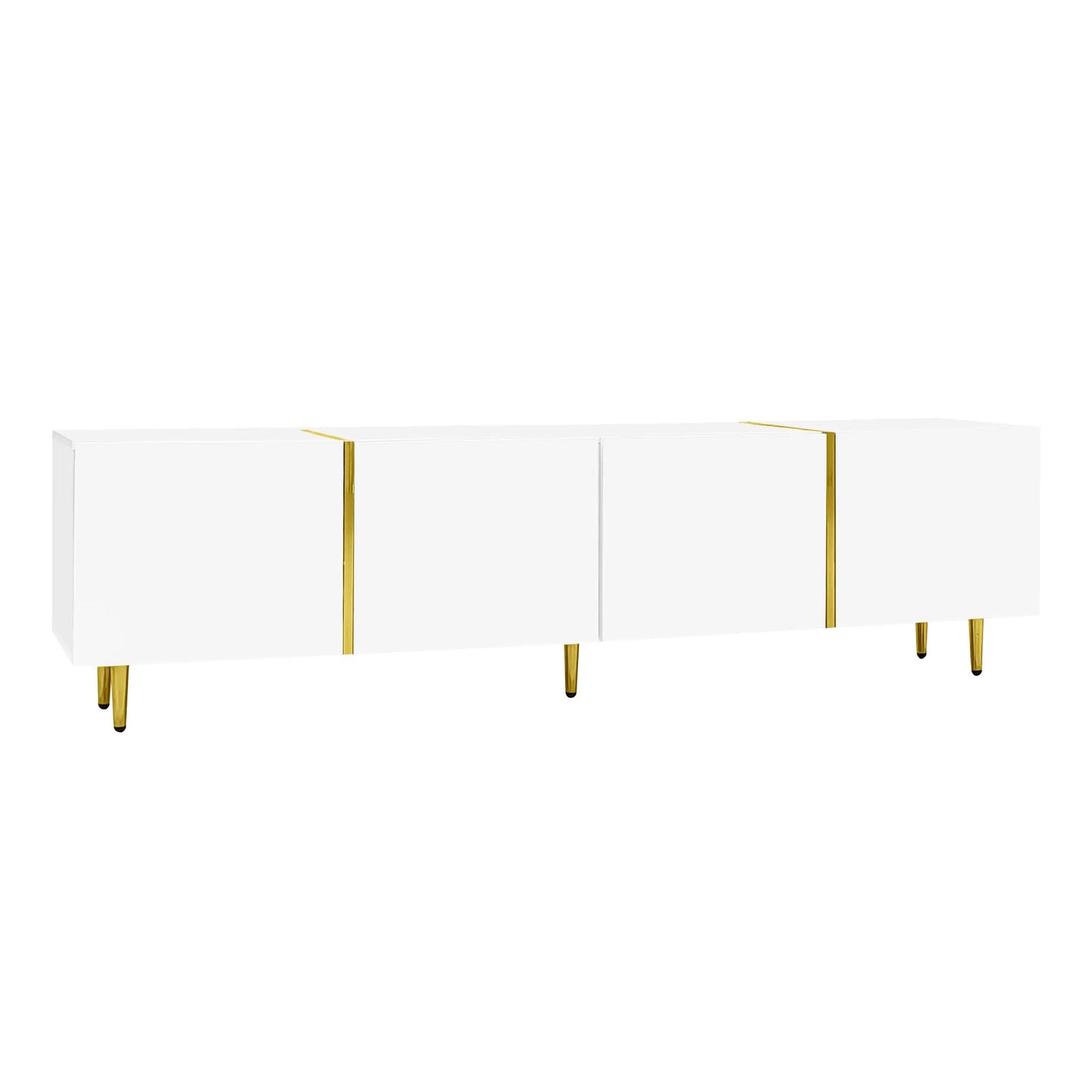 Modern TV Stand, 4 Doors, Soft-Close Hinges, 67" L x 13.5" W x 18" H, White TV Stands at Gallery Canada