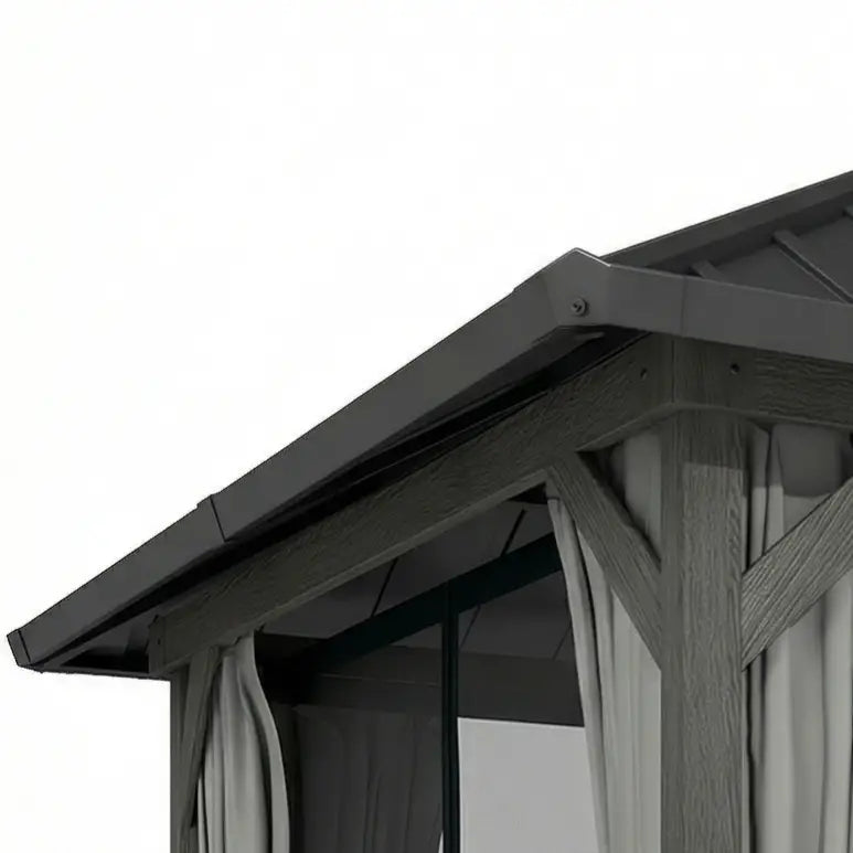 10' X 10' Hardtop Gazebo With Steel Roof, Netting & Curtains, Steel Gazebos at Gallery Canada