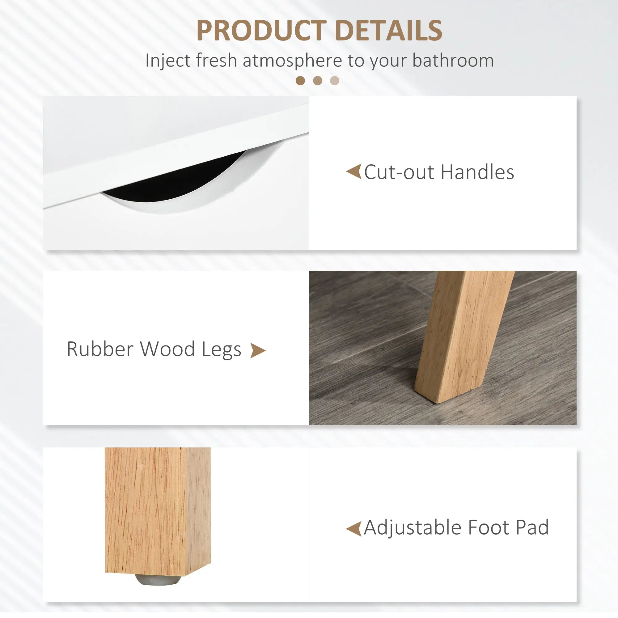 Modern Wooden TV Stand, 2 Storage Cabinets, Fits 65