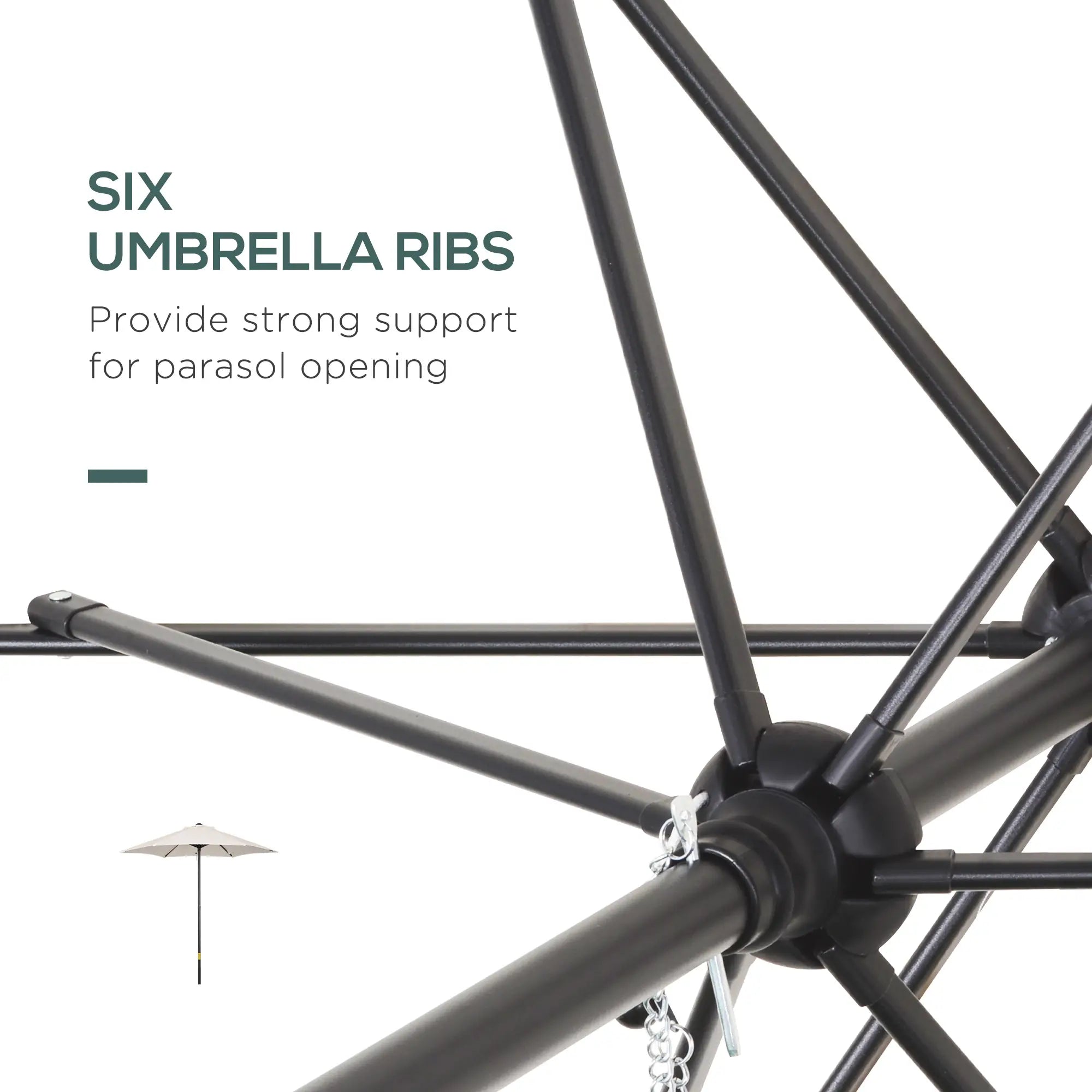6.6FT Outdoor Patio Umbrella, 6 Solid Ribs, Cream White Patio Umbrellas at Gallery Canada