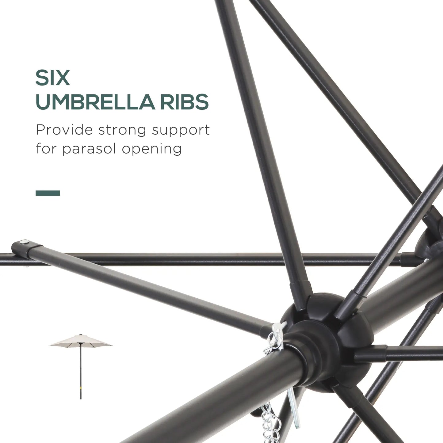 6.6FT Outdoor Patio Umbrella, 6 Solid Ribs, Cream White Patio Umbrellas at Gallery Canada