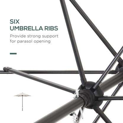 6.6FT Outdoor Patio Umbrella, 6 Solid Ribs, Cream White Patio Umbrellas at Gallery Canada