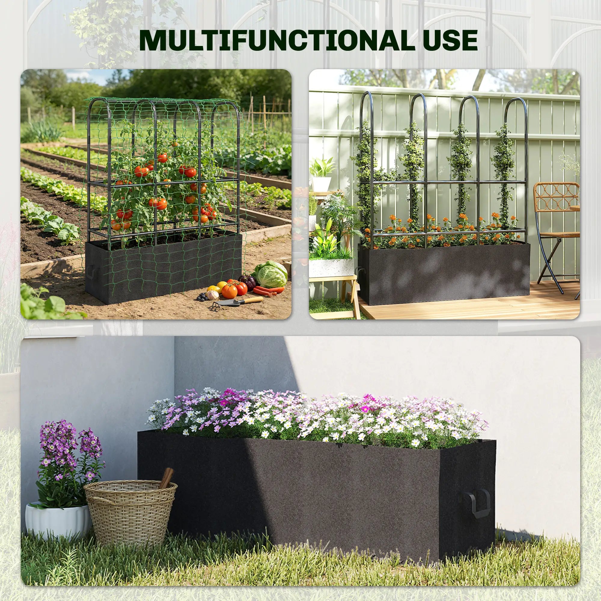 Raised Garden Bed With Trellis, Tomato Cage, 52.8 Gal Grow Bag Raised Garden Beds at Gallery Canada