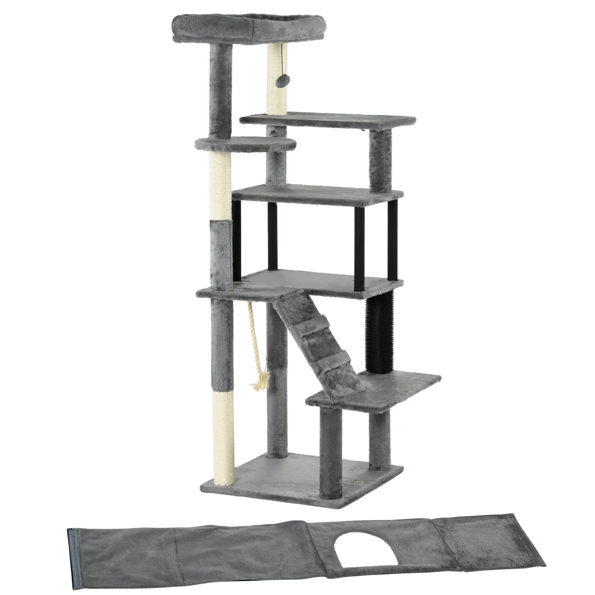 58" Tall Cat Tree for Large Cats, Scratching Posts, Bed, House, Toys, Grey Cat Towers at Gallery Canada
