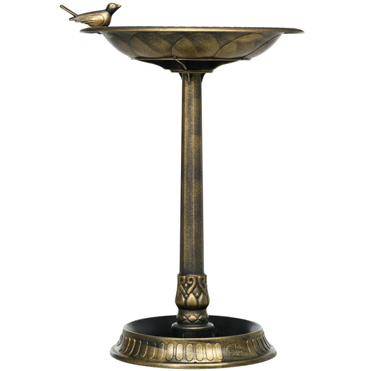 28" Vintage Bird Bath, Outdoor Birdbath with Bird Decoration, Bronze Garden Decor Bronze at Gallery Canada