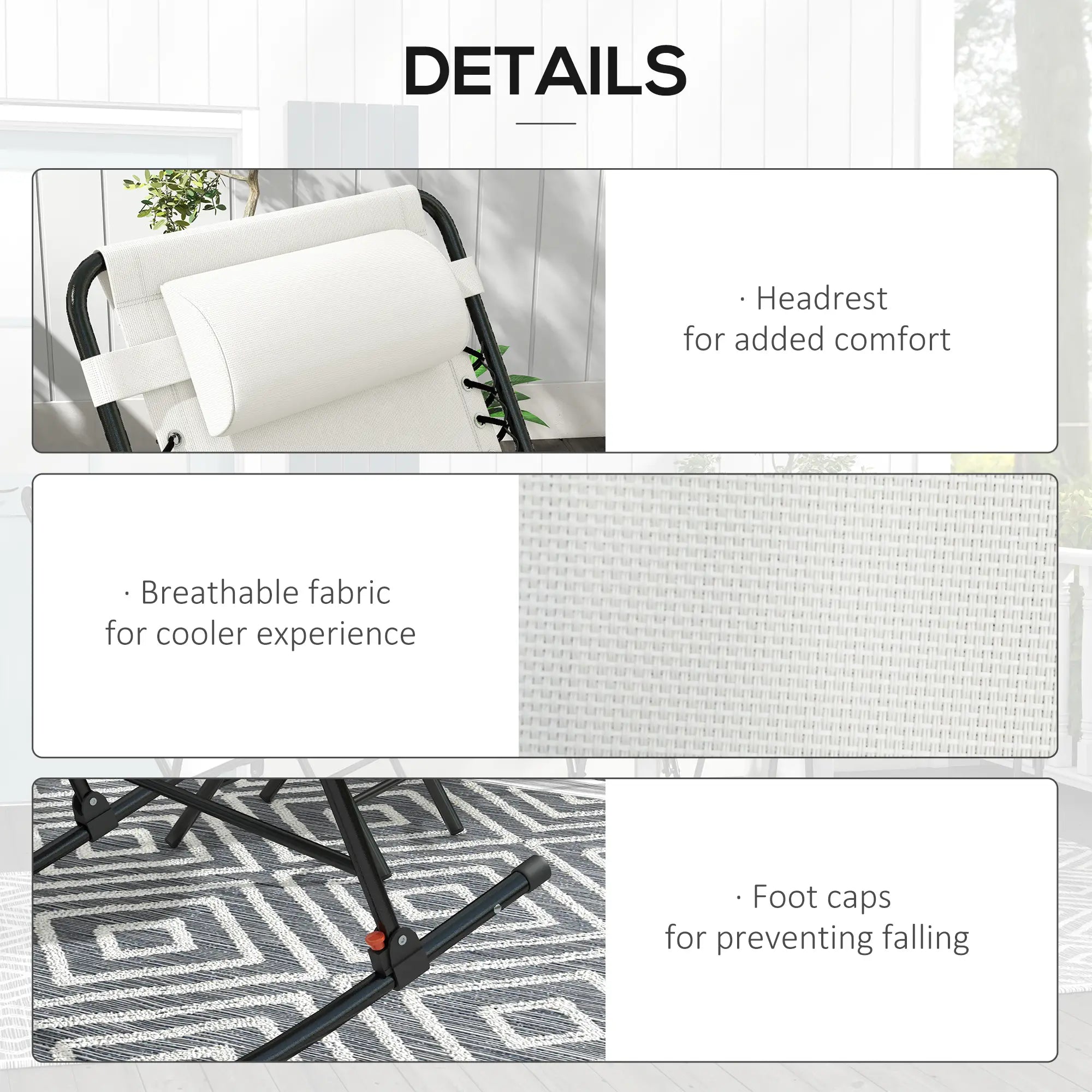 2pc Foldable Rocking Chair Set, Breathable Mesh Seat, Cream Outdoor Rocking Chairs at Gallery Canada